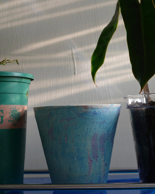 Handmade ceramic planter pot for tropical houseplants